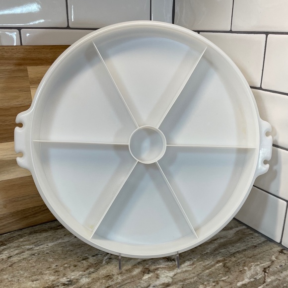 Tupperware White Pie Taker #719 & White Divided Tray #405 & 1 Clear Handle VTG - Picture 12 of 14